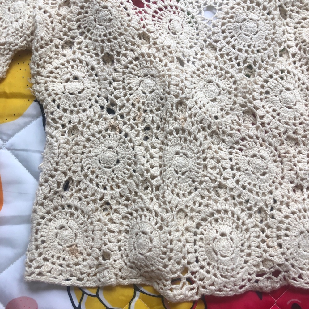 Y2K fairy-core Cream crochet cardigan with a boho vibe - Picture 6 of 8